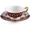 Seletti KANNAUJ - Set di tazze da tè ibride, eleganti, per la tavola ibrida, occidentale, orientale, motivo floreale, moderno, durevole, piattino, piattino da tè nero