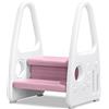LZQ Scaletta 2 Gradini, Sgabello per bambini, a 2 livelli, con 2 braccioli, antiscivolo, adatto per bagno, camera da letto, cucina, rosa