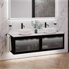 neoro n80 albus mobile La: 160 cm con 2 scomparti estraibili, con frontale in vetro profilato, 2 lavabi Ø 40 cm,, 2#BN0064WM+2#BN0432PG+2#BN0402C1, n80 [Mobili da Bagno > Mobili con Doppio Lavabo]