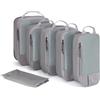 BAGSMART Organizer Valigia 6 Pezzi Set, Packing Cubes Compression Organizzatori Viaggio, Include Borse Porta Scarpe Con Coulisse, Per Zaini, Valigie e Contenitori per La Casa, 04-grigio, 6 pezzi