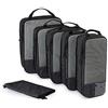 BAGSMART Organizer Valigia 6 Pezzi Set, Packing Cubes Compression Organizzatori Viaggio, Include Borse Porta Scarpe Con Coulisse, Per Zaini, Valigie e Contenitori per La Casa, Nero, 6 pezzi