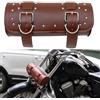 DREAMIZER Borsa Manubrio Moto Universale in Pelle PU per Forcella Anteriore, Portaoggetti Sissybar, Rotolo, Marrone