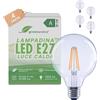 greenandco 4 lampadine a filamento LED | trasparenti | E27 G95 | 5 W 1055 lm | sostituisce 75W | 2700 K bianco caldo | 320° | 230V | senza sfarfallio | Classe energetica A | non dimmerabile