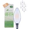 greenandco 10 lampadine a filamento LED | smerigliate | E14 C35 | 3,8 W 806 lm | sostituisce 60 W | 2700 K bianco caldo | 320° | 230 V | senza sfarfallio | Classe energetica A | non dimmerabile