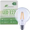 greenandco Lampadina a filamento LED | trasparente | E27 G95 | 5W 1055 lm | sostituisce 75W | 2700 K bianco caldo | 320° | 230V | senza sfarfallio | Classe energetica A | non dimmerabile
