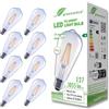 greenandco 8 lampadine a filamento LED | trasparenti | E27 ST64 | 5 W 1055 lm | sostituisce 75 W | 2700 K bianco caldo | 320° | 230 V | senza sfarfallio | Classe energetica A | non dimmerabile
