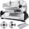 TOKASS Affettatrice Elettrica Multiuso,Acciaio Inossidabile,Robot da Cucina Regolabile,Affetta Salsicce,Taglia Pane,Taglia Prosciutto,Coltello Elettrico per Carne e Formaggio (200Watt+2 Lame+Argento)