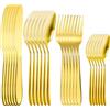 RETON Set di posate da 24 pezzi per 6 persone, in acciaio inox, con coltello, forchetta, cucchiaio, set di posate per casa/festa/ristorante, lavabile in lavastoviglie e lucidato a specchio (oro)