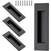 RANYAKE Set di 4 pezzi Maniglia Porta Scorrevole,Maniglia da Incasso Porta,Maniglie per Ante Scorrevoli,Maniglia Invisibile Nera per Porte con Viti Autoforanti,per Bagno,Cucina,Ufficio