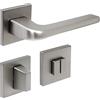 FELGNER Maniglia Cortina per per bagno e WC | maniglia per porta moderna e di alta qualità | ferramenta per porta con rosetta | per porte interne e delle camere | Nichel opaco