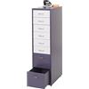 Mendler Cassettiera classificatore ufficio mobile Boston T851 ruote 8 cassetti 110x28x41cm grigio scuro cassetti bianco e grigio