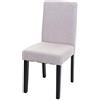 Mendler Sedia Littau Tessuto Soggiorno Cucina Sala da Pranzo 43x56x90cm Avorio Beige Piedi Scuri