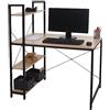 Mendler Scrivania pc laptop tavolino ripiani regolabili HWC-K81 120x100x60cm ferro MDF legno chiaro