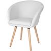 Mendler Serie Malmoe Sedia Sala da Pranzo T633 Legno Massiccio 56x61x80cm Ecopelle Bianco
