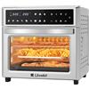 LLIVEKIT 26L Forno Friggitrice ad Aria XXL con Display a LED, 12 in 1 Funzione Mini Forno ad Aria Elettrico senza Olio con Girarrosto, Friggitrice Aria Acciaio Inox, 1700W, 7 Accessori, Argento