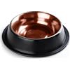 StilGut Set di 2 ciotole per cibo per cani e gatti, in alluminio, 0,2 l, ciotola per cani, ciotola per acqua, set da 2, nero/rame