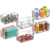 Relaxdays Organizer Portaoggetti da Cassetto, Set da 6 Scatole per Scrivania o in Bagno, Plastica Trasparente, Marrone, 5,5 x 12 x 7 cm