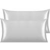 NTBAY Silk Satin Pillowcase - Pillowcase per capelli e pelle, confezione da 2 pezzi con chiusura Envelope, 50 x 90 cm, grigio argento
