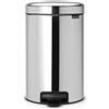Brabantia Pedal Bin Newicon Pattumiera a Pedale, Secchio Interno in Metallo, Inox Lucido, 12 lt