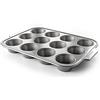 KitchenAid Bakeware - Vassoio antiaderente per 12 muffin, in acciaio alluminato, senza PFA, adatto al forno, lavabile in lavastoviglie, grigio