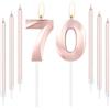 mciskin Candele per 70° Compleanno in Oro Rosa, Numero 70, Lunghe Sottili, Decorazione per Torta, Festa di Compleanno per Ragazze e Donne
