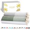SOLTAKO Telo Mare - Fouta XXL - Asciugamano da spiaggia anti-sabbia - Telo da bagno per Hammam, Sauna, Yoga, Picnic - Fouta Beach 100x200 cm - Lenzuolo 2 Persone
