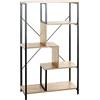 HAKU Scaffale rovere chiaro, nero, MDF, Metallo - Dim: L 74 x A 132 x P 35 cm, Stile: Moderno