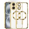 Phoona Cover Placcatura per iPhone 16 Plus 6,7 Pollici, Obiettivo per Fotocamera Protezione Completa e 2 × vetro temperato, Compatibile con MagSafe Ricarica Wireless, Protezione Militare, Oro