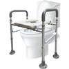 HENYEER Sedile wc rialzato con braccioli,sedile wc rialzato per anziani regolabile in altezza con telaio in alluminio imbottito,sedile wc rialzato universale per disabili,donne incinte,portata 180 kg