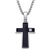Dada Gioielli - Collana Croce Zircone Brillante Laterale Stile Diamantato 45+5cm (Nero)