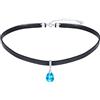MICMIF Argento 925 Collana Girocollo in Pelle Con Cristallo A Goccia Per Donna, Regolabile Collana Choker Con Cristallo Azzurro Elegante Girocollo Gioielli Per Donne E Ragazze