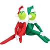 Fehodun Grinch PlüSchtier Grinch Elf con cappello di Natale Self Bambola Decorazione natalizia con rosso e verde per la decorazione della casa