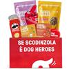 Dog Heroes Party Box per Cani - 4 Pack di Cibo Umido (Agnello, Pollo, Tacchino, Manzo) + Premietti Naturali ai Semi di Zucca e Mirtillo, Pallina, Bandana, Peluche - 100% Naturale - Senza Cereali - Made in Italy