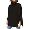 Imily Bela Maglione da donna a collo alto, oversize, invernale, elegante, in cotone, per autunno, Nero , L