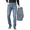 ziilay Jeans termici da uomo, foderati in pile, pantaloni invernali strappati, in denim, per autunno e inverno, 801 h blu (toppe), 40W x 30L