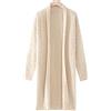 Bciopll Donna 100% Pura Lana Cashmere Maglione V-Collo Lungo Cardigan Casual Maglia Calore Spesso Outwear, Beige, L