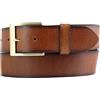 BELTINGER Cintura da uomo con fibbia dorata dal look vintage 4 cm | Cintura in denim di pelle bovina pieno fiore da uomo 40mm | Con bordi anneriti | Nero 100cm