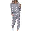 Generico Pigiama Donna Invernale Leggero con Girocollo Pigiami Donna Invernali Caldo Cotone Moda Pigiama 2 Pezzi Sciolto Casual Morbido e Confortevole Maglia Lunga Pantaloni Pigiama Set Casa