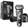 Braun Series 9 Pro, Regolabarba Uomo, Rasoio Elettrico Barba, Rifinitore di precisione, Custodia da Viaggio in tessuto, Con Stazione SmartCare, Idea Regalo, 9465cc Cromato