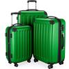 HAUPTSTADTKOFFER - SPREE - Set di 3 valigie, Valigie rigide, Trolley con 4 doppie ruote, Bagaglio da viaggio opaco, Set da viaggio, TSA, (S, M e L), Verde