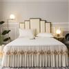Morbuy Gonna da Letto Pizzo per Matrimoniale e Una Piazza e Mezza Elasticizzata Copriletto con Volant Coprirete per Letto Lenzuola con 2 Federe (120x200cm,Bianco)
