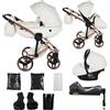 Junama Passeggino TRIO Diamond Fluo Individual 2in1 3in1 4in1 (16 - bianco e rame, 4in1 con base ISOFIX)