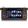 erisin 8 Core Android 13 Autoradio Navigatore adatto per BMW Serie 3 E46 M3 Rover75 MG ZT Supporto GPS Sat Nav Carplay DVD DSP Bluetooth Wifi DAB+ TPMS DVB-T2 4GB RAM + 64GB ROM