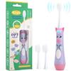 NELL&WELL - Spazzolino elettrico per bambini con timer da 2 minuti, alimentato a batteria, con 3 testine morbide per bambini dai 3 anni in su, impermeabile IPX7, senza BPA (viola)