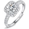Josfeva Anelli in argento per donna e donna, anello in argento Sterling 925 con diamante promessa d'amore per coppie, regolabile, per matrimonio, in 3 colori (argento/oro rosa/oro), Pietra