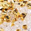LUSSO LIA 150pcs Pietre di Ghiaccio in frantumi finte Pietre preziose di plastica per riempitivi di vasi da Matrimonio Cristalli per Decorazioni per Feste a casa (Oro/Trasparente)