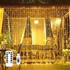 EvaStary Tenda Luminosa 300 LED 3 metri x 3 metri Tenda Luci Natale, 8 Modalità Tenda di luci Impermeabile Cascata Luci per Esterni, Interni, Natale, Camera da Letto, Giardino (Bianco Caldo)