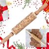 SLTAXAR Mattarello Legno Mattarello Natale Goffratura Mattarello di Natale con Fiocchi di Neve Mattarello per Biscotti 3d di Natale con Manici Girevoli per Decorazione Fai da Te Biscotti, 35 cm * 5 cm