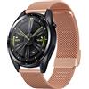 Hiseus Cinturino Compatibile con Huawei Watch GT2/GT3 46mm, Cinturino in Acciaio Inossidabile Intrecciata Compatibile con Huawei Watch GT 2/3 PRO 46mm/GT Runner/GT 2e/Watch 3/Watch 3 PRO (Oro Rosa)