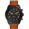 Fossil Orologio Bronson da uomo, Movimento cronografo al quarzo con cinturino in pelle o acciaio inossidabile, Marrone E Nero, 50 mm